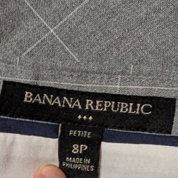 Banana Republic Gray Windowpane Suit Skirt Sz 8 Petite - Picture 4 of 9